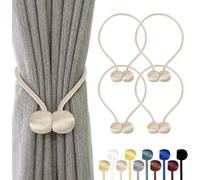 TopHomer Alzapaños magnéticos para cortinas, paquete de 4, 10 opciones de color, instalación sin taladros para todo tipo de habitaciones (beige)