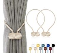 TopHomer alzapaños magnéticos para salón, dormitorio, baño y comedor, 10 colores, se adaptan a cortinas y cortinas de ducha (beige)