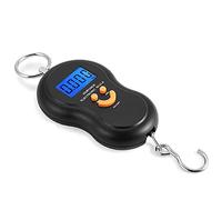 TopHomer Báscula electrónica portátil para colgar, 50 kg/10 g, LCD, para pesca, viajes y cocina, 2 pilas AAA incluidas