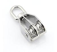 TopHomer Bloque de ruedas giratorias de doble rueda, polea fija de acero inoxidable, rodamiento de gancho giratorio para cables de acero (M15)