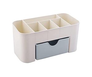 TopHomer Caja de almacenamiento de cosméticos de escritorio, organizador de maquillaje multifuncional, cajones de exhibición para el cuidado de la piel, para baño, dormitorio y oficina, color azul