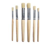 TopHomer Cepillo de Madera para Estarcido, cerdas Naturales, para Pintura acrílica, Pintura al óleo, Pintura de Acuarela, Proyecto de Plantilla, fabricación de Tarjetas y Manualidades 6 Unidades