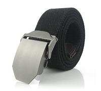 TopHomer Cinturón de lona negra de 110 cm, cinturón de trabajo de lona para hombre y mujer, cinturón de trabajo de lona con hebilla de metal de liberación rápida resistente para entrenamiento, ocio,