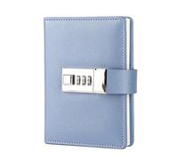 TopHomer Diario con cerradura, cuaderno de contraseñas de piel sintética A7, cuaderno de escritura secreto, 96 hojas para oficina, escuela y hogar (azul)