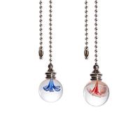 TopHomer Flor azul y flor roja, 2 cables de luz de bola de cristal, extensión de cadena transparente, para ventilador de techo, luz de baño, adorno de cadena para luz de baño