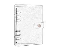 TopHomer Funda transparente con 6 agujeros con purpurina A5, A6, A7, impermeable, duradera, recargable, perfecta para diario, diario de viaje, oficina, escuela