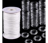 TopHomer Juego de 100 anillos transparentes para persianas romanas y cable de persiana de 50 m x 1,8 mm