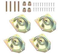 TopHomer Juego de 4 placas de montaje para patas de muebles, placas de fijación chapadas en zinc de color M8, conector de patas de sofá con tornillos a juego, accesorios para muebles