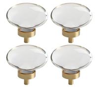 TopHomer Juego de 4 pomos redondos de cristal de 45 mm para puertas de cristal, redondas, para armario, puerta corredera, cajón, tiradores de cristal transparente (C)