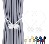TopHomer Paquete de 2 alzapaños magnéticos para cortinas, 10 opciones de color, instalación sin taladros para todos los tipos de habitación (blanco)