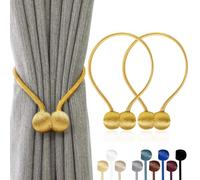 TopHomer Paquete de 2 alzapaños magnéticos para cortinas, 10 opciones de color, instalación sin taladros para todos los tipos de habitación (dorado)