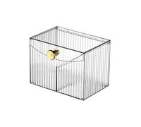 TopHomer Soporte para brotes de algodón, caja de almacenamiento de plástico transparente con tapa, almohadillas de algodón y organizador de herramientas de maquillaje para baño, encimera, dormitorio