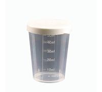 TopHomer Taza medidora de plástico, vasos graduados transparentes de 50 ml con tapas de rosca para laboratorio, líquidos de cocina