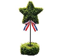 Topiario 4 Julio | Resistente A La Intemperie Con Estaca En Estrella - Árbol Ratán Con Plantas Artificiales | Para Independence Day Memorial Day Patio Jardín Porche Interior Exterior Hogar Y Verano