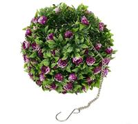 Topiario de bola de lavanda artificial, flor falsa colgante de 25 cm para decoración del hogar, boda, fiesta, planta de simulación de plástico (F 25 cm)