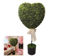 Topiario de corazón de boj de 2.5 pies para exteriores, árbol topiario con forma de corazones para el día de San Valentín, árboles topiarios con pajarita, árboles de imitación realistas al aire libre