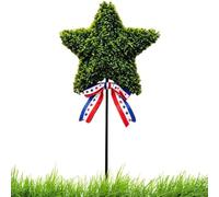 Topiario de estrella del 4 de julio, resistente a la intemperie, estacas de plantas en forma de estrella, arbustos topiarios artificiales, para el Día de los Caídos, verano, vacaciones, interior