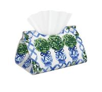 Topiary Chinoiserie - Tarro de jengibre largo para caja de pañuelos - Soporte de pañuelos de piel sintética, elegante dispensador de pañuelos para baño, sala de estar, oficina, dormitorio, uso en