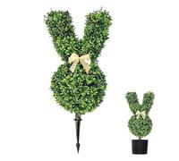 Topiary de conejo de primavera - Árbol de conejo falso, escultura decorativa de jardín, ornamento de patio montado en estaca | Decoración de césped, Patio, patio, granja, entrada, porche