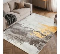 TOPICK Alfombra grande y moderna con diseño abstracto lavable, 140 x 200 cm, color gris, resistente a las manchas, con textura de cachemira, para dormitorio, ligera, antiarrugas y antideslizante, para