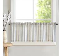 TOPICK Cortina Cocina Brise Bise, Cortinas Cortas a Rayas en Diagonal, Juego de 1 Azul 125An x 45Al cm, con Bolsillo para Barra, Decoración para Encimeras, Ventanas y Muebles de Cocina