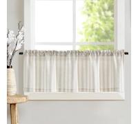 TOPICK Cortina Cocina Brise Bise, Cortinas Cortas a Rayas en Diagonal, Juego de 1 Gris 125An x 45Al cm, con Bolsillo para Barra, Decoración para Encimeras, Ventanas y Muebles de Cocina