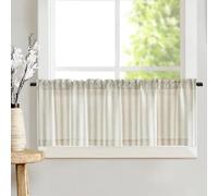 TOPICK Cortina Cocina Brise Bise, Cortinas Cortas a Rayas en Diagonal, Juego de 1 Verde 125An x 45Al cm, con Bolsillo para Barra, Decoración para Encimeras, Ventanas y Muebles de Cocina
