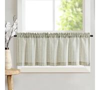 TOPICK Cortina Cocina Brise Bise, Cortinas Cortas a Rayas, Juego de 1 Verde 125An x 40Al cm, con Bolsillo para Barra, Decoración para Encimeras, Ventanas y Muebles de Cocina