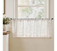 TOPICK Cortina de Cocina Translúcida Brise Bise, Corta Paquete de 1, con Pompones Multicolor 150An x 40Al cm con Bolsillo para Barra, Adecuada para Armario, Ventana, Salón, Debajo del Fregadero