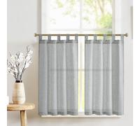 TOPICK Cortinas Cocina Corto Antiviento, Gris 65L x 90H(cm) 2 Paneles con Cinta Pequeña Cortina, para Ventana, Armario, Mueble Bajo, Habitación Protector de Fregadero