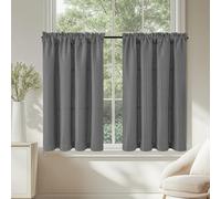 TOPICK Juego de 2 cortinas opacas, 90 x 90 cm, color gris | Cortinas de cocina opacas, modernas, translúcidas, para ventana de cocina, estilo rústico, cortina de ventana