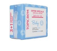 Topicrem Toallitas limpiadoras al agua para bebé – Pack 4 x 60 uds
