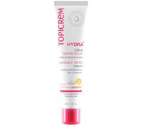 Topicrem - Crema tonificante Hydr Radiance Tinted Cream SPF 50 de brillo medio, crema hidratante teñida para pieles sensibles y deshidratadas - Mediana 40 ml