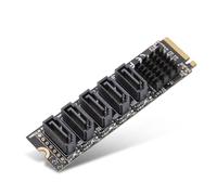 Topiky 5 Puertos M.2 PCIE3.0 a SATA3.0 SSD Tarjeta de Expansión Convertidor de Disco Duro Gratuito, Compatible con M.2 NVME SSD, M.2 PCIe Host Controller Express Card