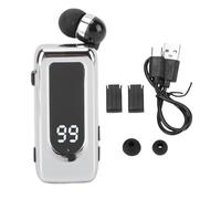 Topiky Auriculares Lavalier, Auriculares Retráctiles Inalámbricos 5.4 con Micrófono ENC Pantalla de Alimentación LED, para Conducción de Negocios Llamadas Telefónicas Transmisión de (Silver)