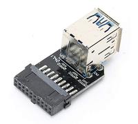 Topiky Convertidor de Adaptador USB 3.0, 19PIN a Convertidor de Adaptador USB 3.0 de 2 Puertos Accesorios de Equipo de Computadora ABS Negro, Interfaz USB Incorporada, Material ABS