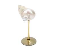 Topiky Copas de Vino de Concha Marina, Copa de Caracola Natural con Base Estable, Copa de Cóctel para Celebración de Bodas, Cumpleaños de San Valentín (Concha plateada con fondo dorado)