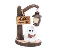 Topiky Figura de Lámpara de Libro de Lectura Fantasma, Linterna de Ratón de Biblioteca Fantasma de Resina, Modelo de Luz Nocturna de Lectura para Decoración del Hogar para Estantería, Escritorio
