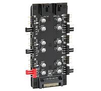 Topiky HUB Divisor de Placa Posterior Magnética de 6 Vías, Concentrador Divisor de 6 Vías 4PIN PWM Regulación de Velocidad 3PIN ARGB Placa de Expansión de Control de Luz (Interfaz SATA)