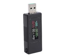 Topiky Medidor de Potencia USB KWS-V30, Multímetro Digital, Probador de Corriente de Voltaje, Voltímetro, Amperímetro, Comprobador de Batería, Probador de Carga Móvil Portátil par (BLACK)