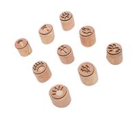 Topiky Sellos de Madera con Huellas de Animales, 9 Piezas, Estampadores de Huellas de Animales Terrestres de Madera para Manualidades Educativas, álbumes de Recortes, Juguetes de Impresión de Arcilla