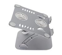 Topiky Soporte para Portátil de Aleación de Aluminio con 2 Ventiladores de Refrigeración, Soporte de Refrigeración Ajustable Plegable para Portátiles de 10 a 17,3 Pulgadas (Gris Espacial)