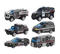 TOPINCN 1:64 Conjunto de Modelos de Automóviles de Ingeniería con Excelente Potencia de Fricción para Niños Simulación de Aleación Vehicle Pack de 6 de 6 (Una Serie Especial de policías)
