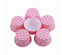 TOPINCN 100 Uds. Forros para Magdalenas, Moldes de Papel para Magdalenas, Tazas para Hornear, Envoltorios para Muffins, Papel a Prueba de Grasa para Horno, Microondas, Cocción Al, (lunares rosas)