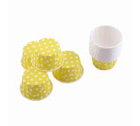 TOPINCN 100 Uds. Forros para Magdalenas, Moldes de Papel para Magdalenas, Tazas para Hornear, Envoltorios para Muffins, Papel a Prueba de Grasa para Horno, Microondas, Cocción Al, (punto amarillo)