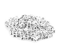TOPINCN 300 Uds. Bonitas Cuentas de Cubo con Letras Acrílicas Blancas para Collar de Pulsera DIY, Ideal para Manualidades de Aprendizaje del Alfabeto para Niños