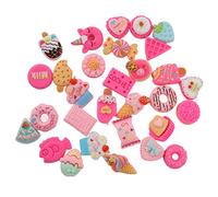 TOPINCN 30pcs Charmas de Alimentos de Bricolaje, Carmos de Postres Decoraciones de Pastel Galletas Donut Colores Livianos Brillantes para la Decoración de Artesanías de Bricolaje