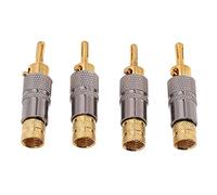 TOPINCN 4 Uds. Conectores Tipo Banana para Altavoz Chapados en Oro de 24K, Fácil Conexión para Equipos de Profesionales, Latón, Plata, Rojo y Blanco
