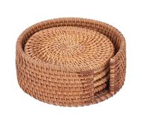 TOPINCN 5 Posavasos Hechos a Mano de Ratán para Taza de té, Posavasos de 10 Cm, Posavasos Multifuncionales con Aislamiento para Sala de Estar, Comedor, Cocina