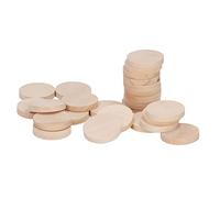 TOPINCN 50 Monedas de Madera Redondas Brillantes Naturales de 1,2 Pulgadas para Decoración de Pintura DIY, Círculos de Madera de Platane para Entusiastas de las Manualidades